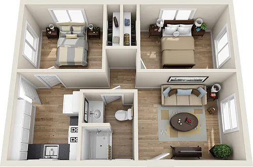 Floor plan 2 bed 1 bath