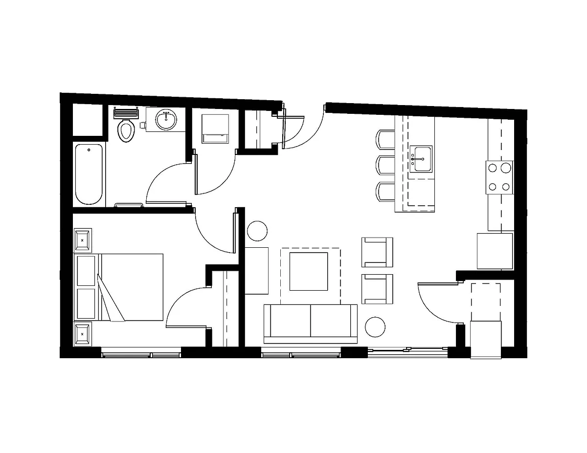 Floor plan 1bd 60A 604