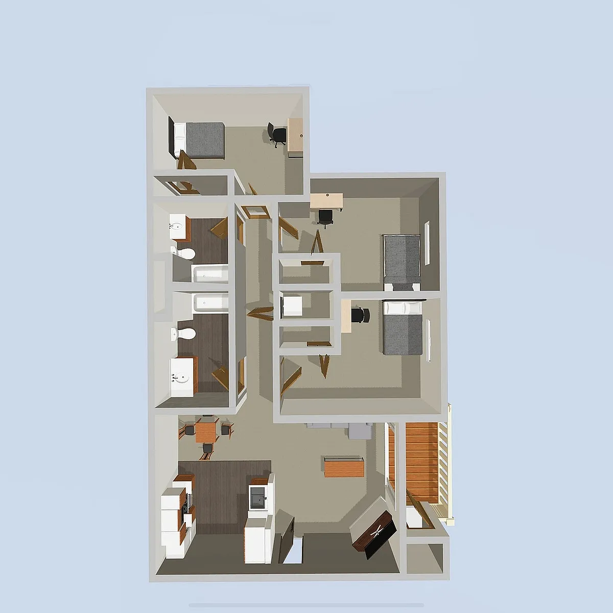 Floor plan 3 Bedroom 2 Bath w/ Washer and Dryer