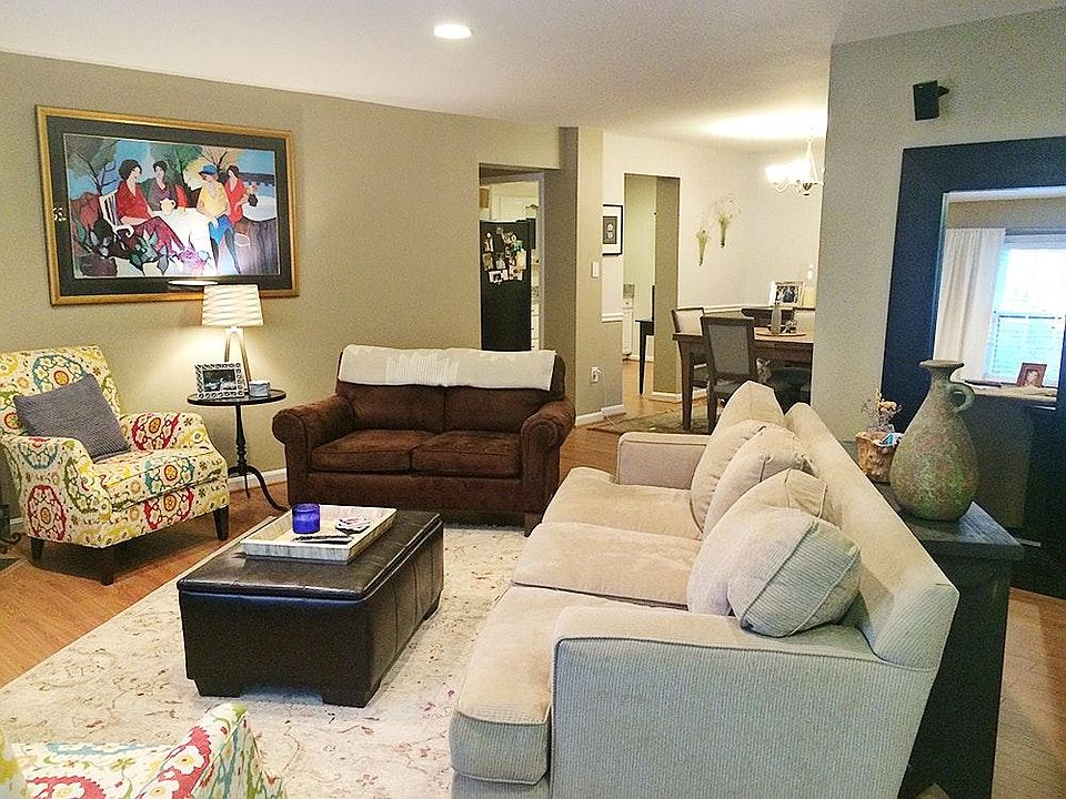 Open living room and dining room