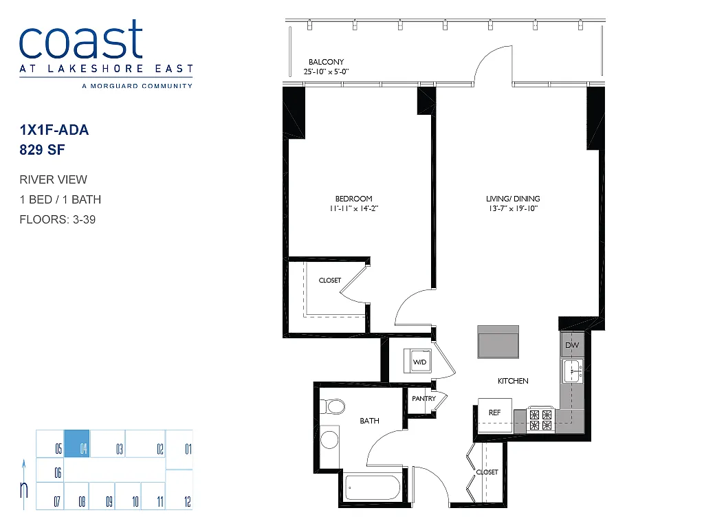 Floor plan 1x1F-ADA