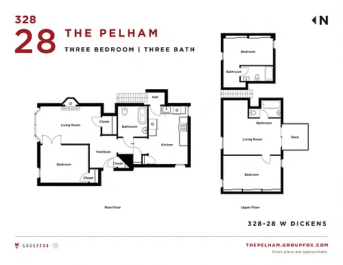 Floor plan Three Bedroom and Three Bath