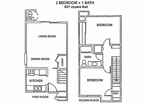 Floor plan Two Bedroom Townhome