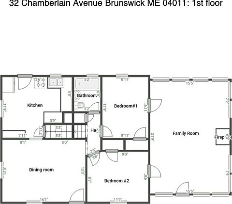 floor plan first floor with measurements