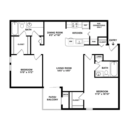 Floor plan Cypress - 2x2 Upgrade