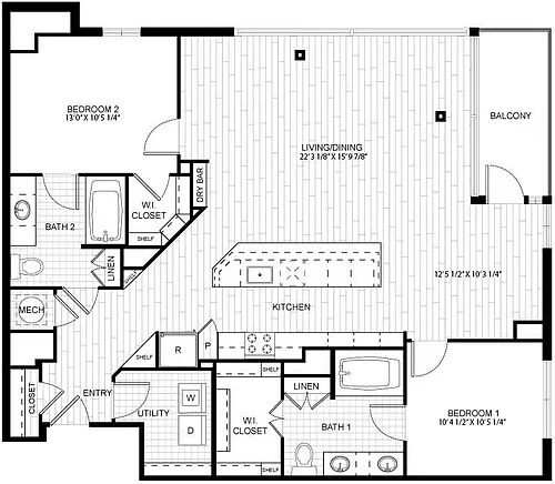 Floor plan 2 Bed/2 Bath-T_C07