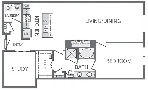 Floor plan A8 1Bed 1Study