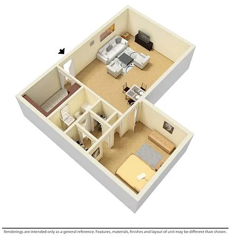 Floor plan 1 Bed 1 Bath Junior