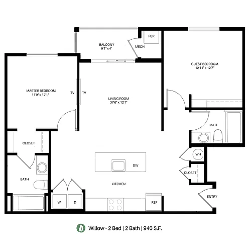 Floor plan Willow - Furnished
