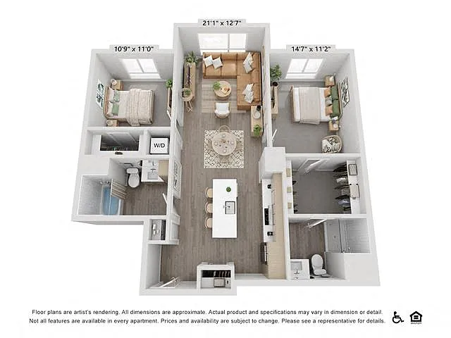 Floor plan B7 | 2 Bed | 2 Bath