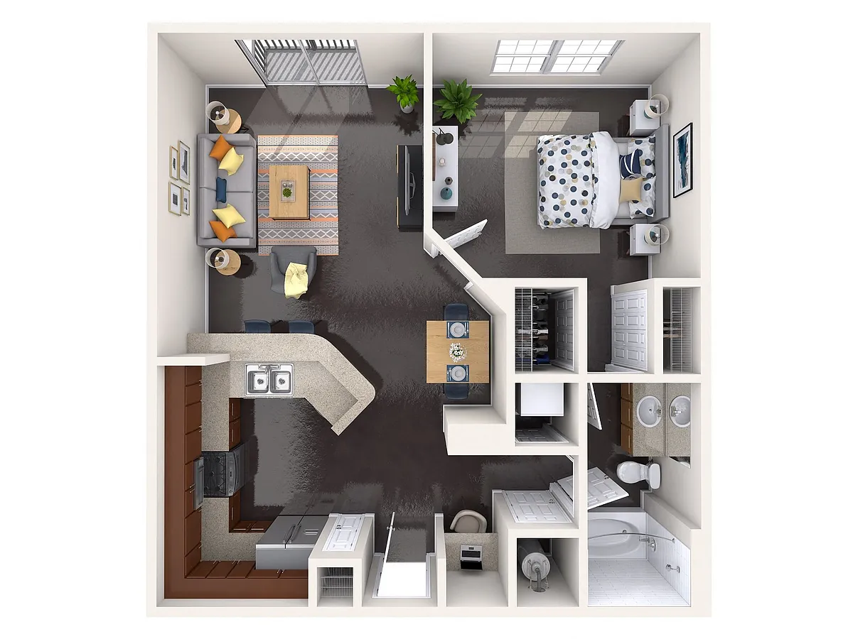 Floor plan Deluxe One Bedroom