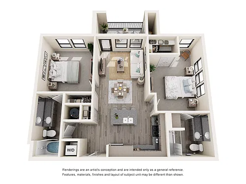 Floor plan Two Bed - 999 sq ft - 60 percent