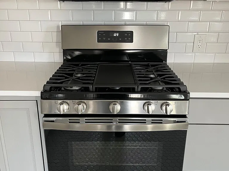 New stainless steel stove/oven with stainless steel microwave!!