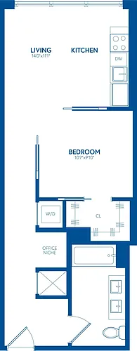 Floor plan 1 Bedroom,1 Bath, Office Nook - 601