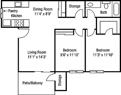 Floor plan Two Bed One Bath