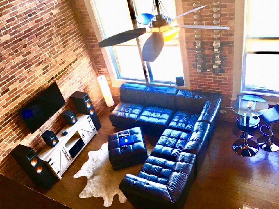View from upstairs loft overlooking living room