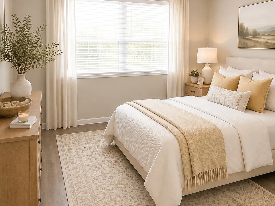 A peaceful bedroom with plenty of space to unwind.