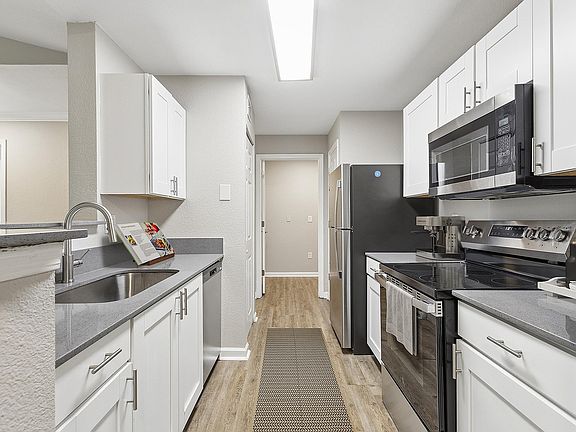 Kitchen with stainless steel appliances