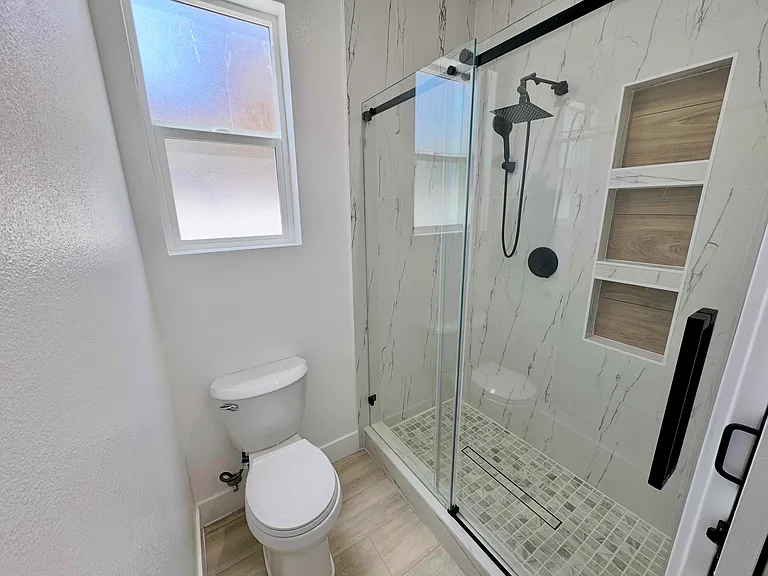 Shower and toilet
