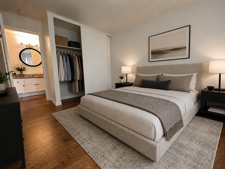 Virtually staged bedroom for illustration purposes only. Unit is unfurnished.