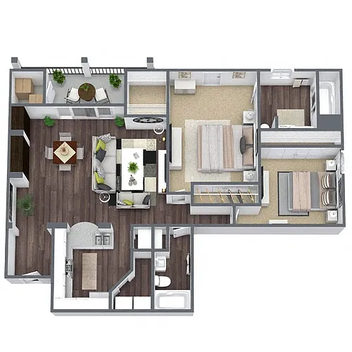 Floor plan B1: 2 Bed 2 Bath
