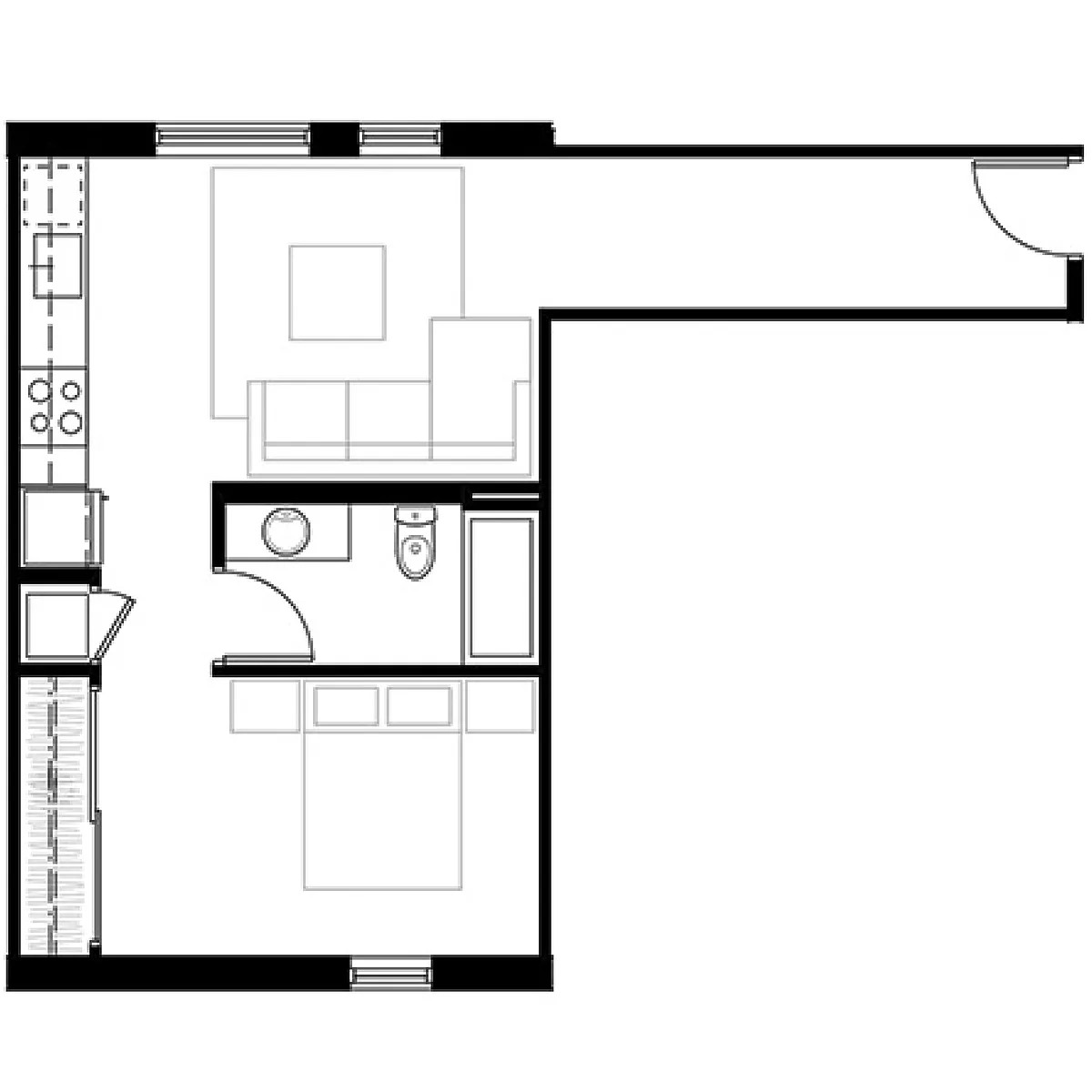 Floor plan 1x1 Open