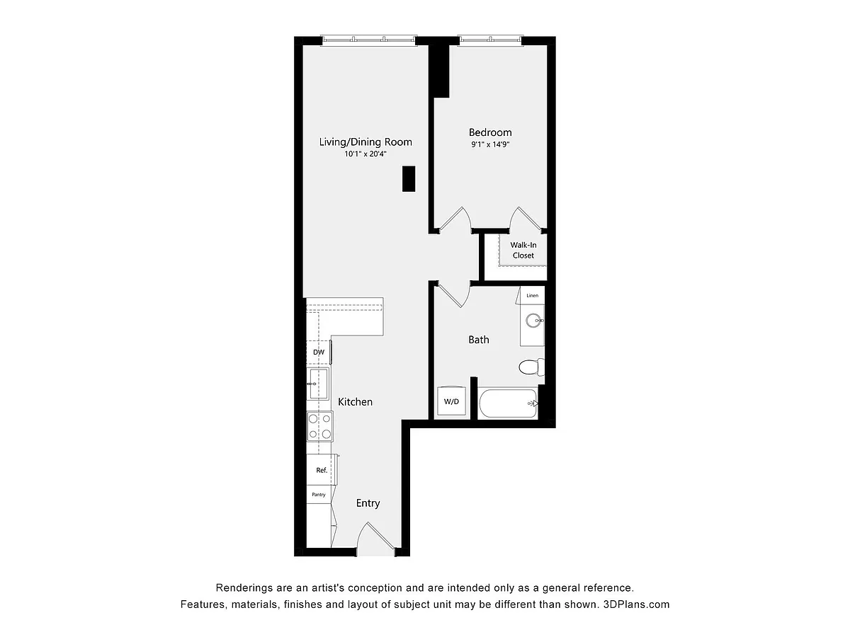 Floor plan One Bed One Bath 7