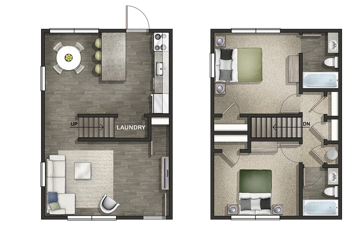 Floor plan 2 BEDROOMS 2 BATHROOMS