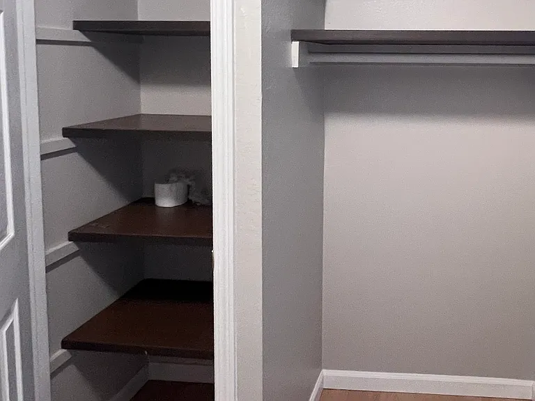 Linen closet off bathroom