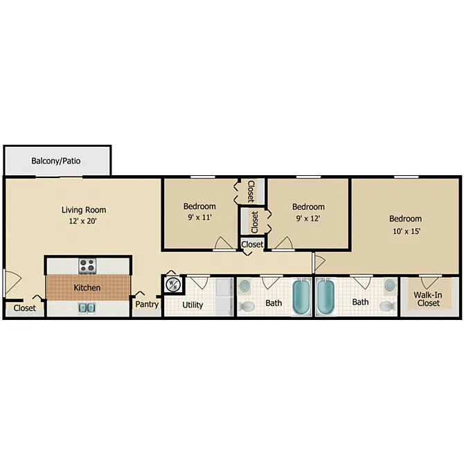 Floor plan THREE BEDROOM