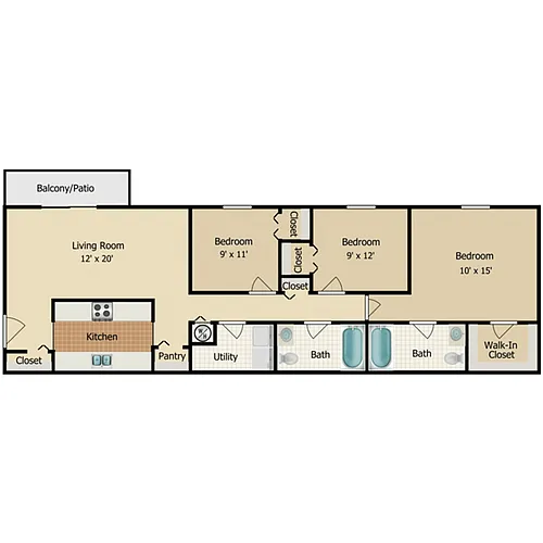 Floor plan THREE BEDROOM