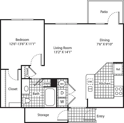 Floor plan One Bed A-4 - Phase II