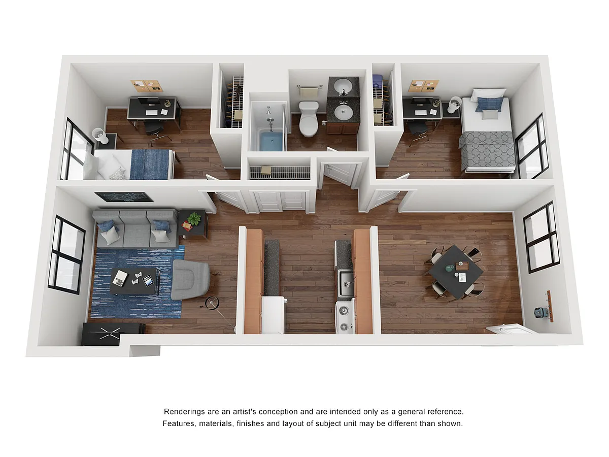 Floor plan Two-Bedroom One-Bath