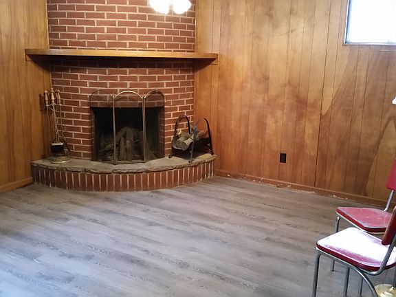 Den- woodburning fireplace