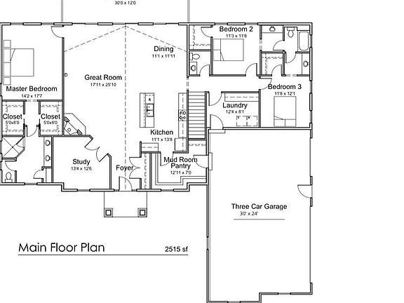 The Cedar Floor plan 2515 Sq Ft on Main Level