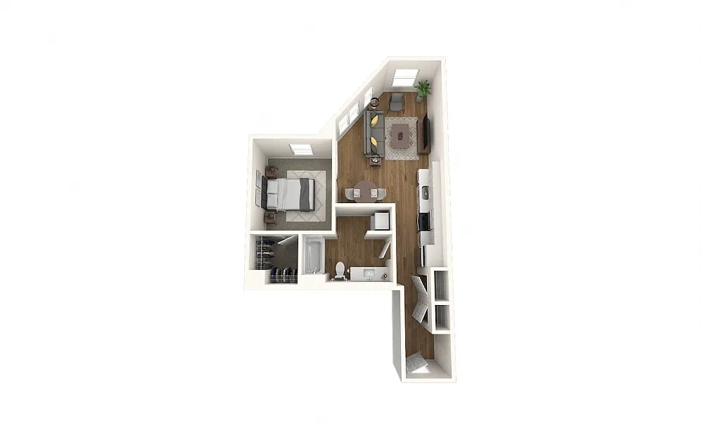 Floor plan 1-Bedroom K