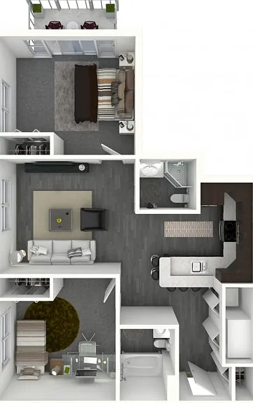Two Bedroom, Two Bath - Small Two Bedroom, Two Bath - Small