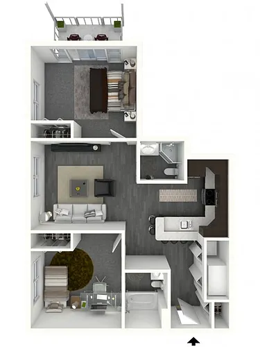Floor plan 2 Bedroom, 2 Bath - Small