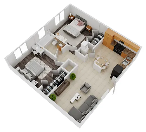 Floor plan Distinct Class 2bd-1ba