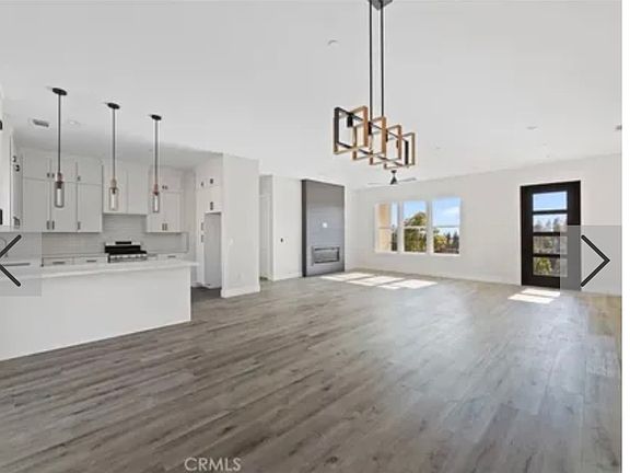 Open layout: Family room, kitchen, and dining room