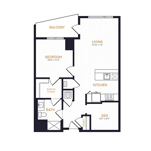 Floor plan A1.2 | 1 Bed | 1 Bath | Den