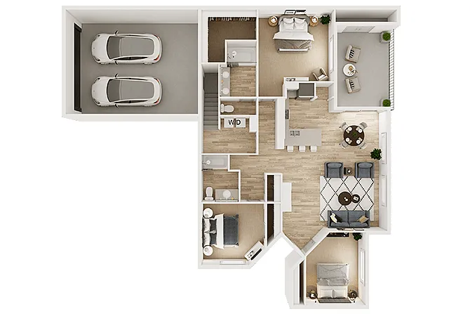 Floor plan 3 Bedrooms 2 Bath (A) Renovated