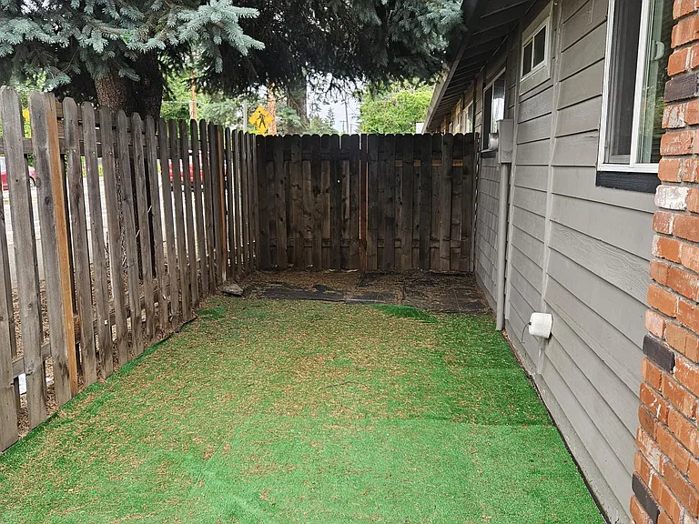 fenced patio areas for each apartment