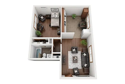 Floor plan 1 BR 1 BA - Savannah