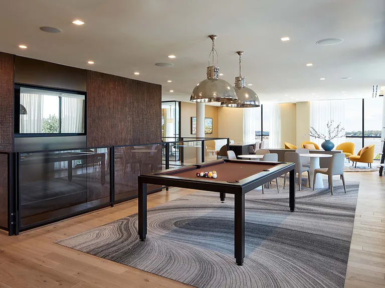 Unwind, play, and socialize in this lively lounge with a billiards table