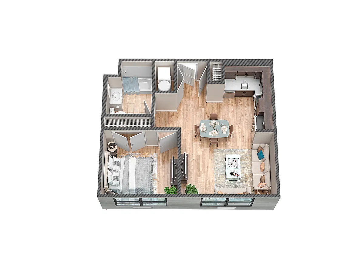 Floor plan 1 Bedroom-595 Sq Ft
