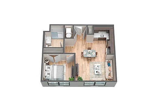 Floor plan 1 Bedroom-595 Sq Ft