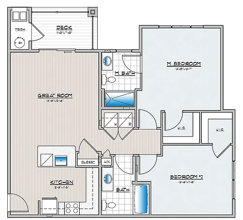 Floor plan 2 Bedroom 2 Bathroom