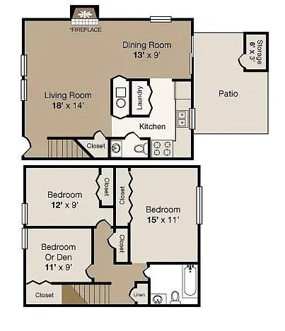 Floor plan 3bed/1.5 bath TH