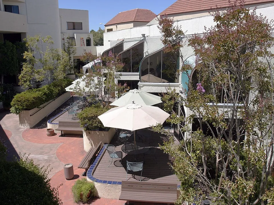 View of backyard and the restaurant from the inner patio